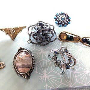 Repair Restore Antique Art deco Lot CoroCraft Antique Brooch Cabochon Jasper